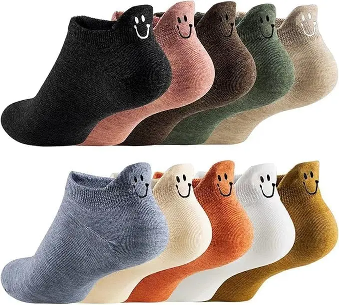 Soft Cotton Embroidered Low-Cut Socks for Women | Multi-Color 5/10 Pairs socks  women stiff Elegance Everyday