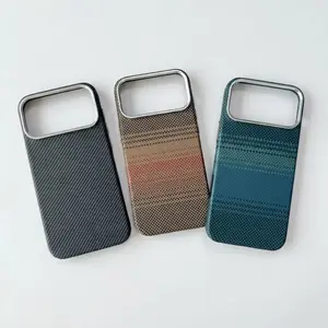 Luxury Kevlar Carbon Fiber Texture Magnetic Polycarbonate Casing, MagSafe-Compatible Slim Shockproof Hard PC Cover for iPhone 12-17 Pro Max, Aesthetic Wireless Cellphone Accessory