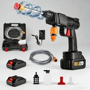 48V Cordless High-Pressure Washer with 2 Batteries 5M Hose for Car Detailing & Outdoor Cleaning Portable Wireless Design