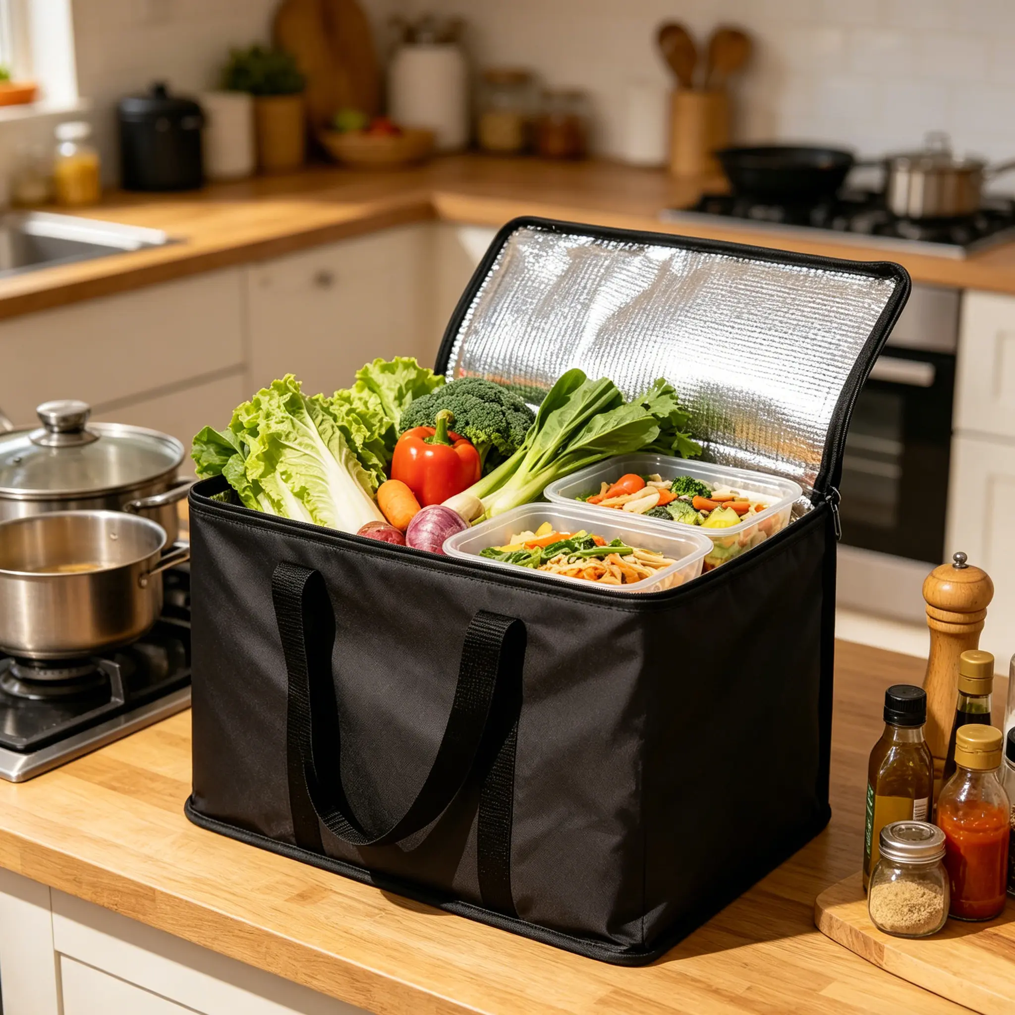 35L Collapsible Dual-Function Insulated Cooler Bag with Thick Insulation Sleeve, Durable Portable Cooler, Travel Cooler, Casual Storage Bag for Cold Preservation, Winter Heat Retention, Daily Shopping