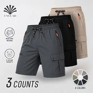 Men's 3-Pack Ultra-Lightweight Work Shorts Quick Dry Breathable Durable Summer Utility Shorts with Wrinkle-Resistant Textured Fabric Multiple Pockets for Tools Outdoor Hiking Gym Casual Everyday Comfort Beige Solid Color Menswear, Men’s Shorts, Male, Adju