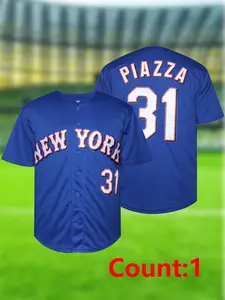 Men's New Stretchy Breathable Baseball Jersey with Embroidery and Button, Casual Loose-Fit Sports Uniform for Training and Parties