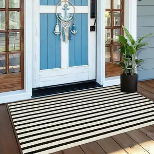 Fashion Minimalist Design Stripes Outdoor Welcome Rug, Easy Clean Washable Carpet for Home Hotel Bathroom Corridor Bedside Doorway