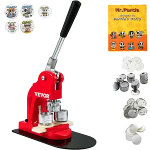 VEVOR Button Maker Machine, TikTokShopBlackFriday, 25mm (1 inch) Badge Punch Press Kit, Children DIY Gifts Pin Maker, Button Making Supplies with 500pcs Button Parts & Circle Cutter & Magic Book