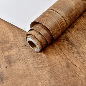 Vintage Wood Grain Waterproof Self Adhesive Wallpaper Roll, Peel and Stick Wallpaper Designs, Removable Vinyl Wall Sticker for Home Renovation, Decorative Mural Paper for Living Room