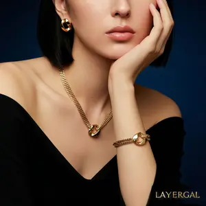 LG056 Double Guba Chain Necklace/Bracelet/Earrings