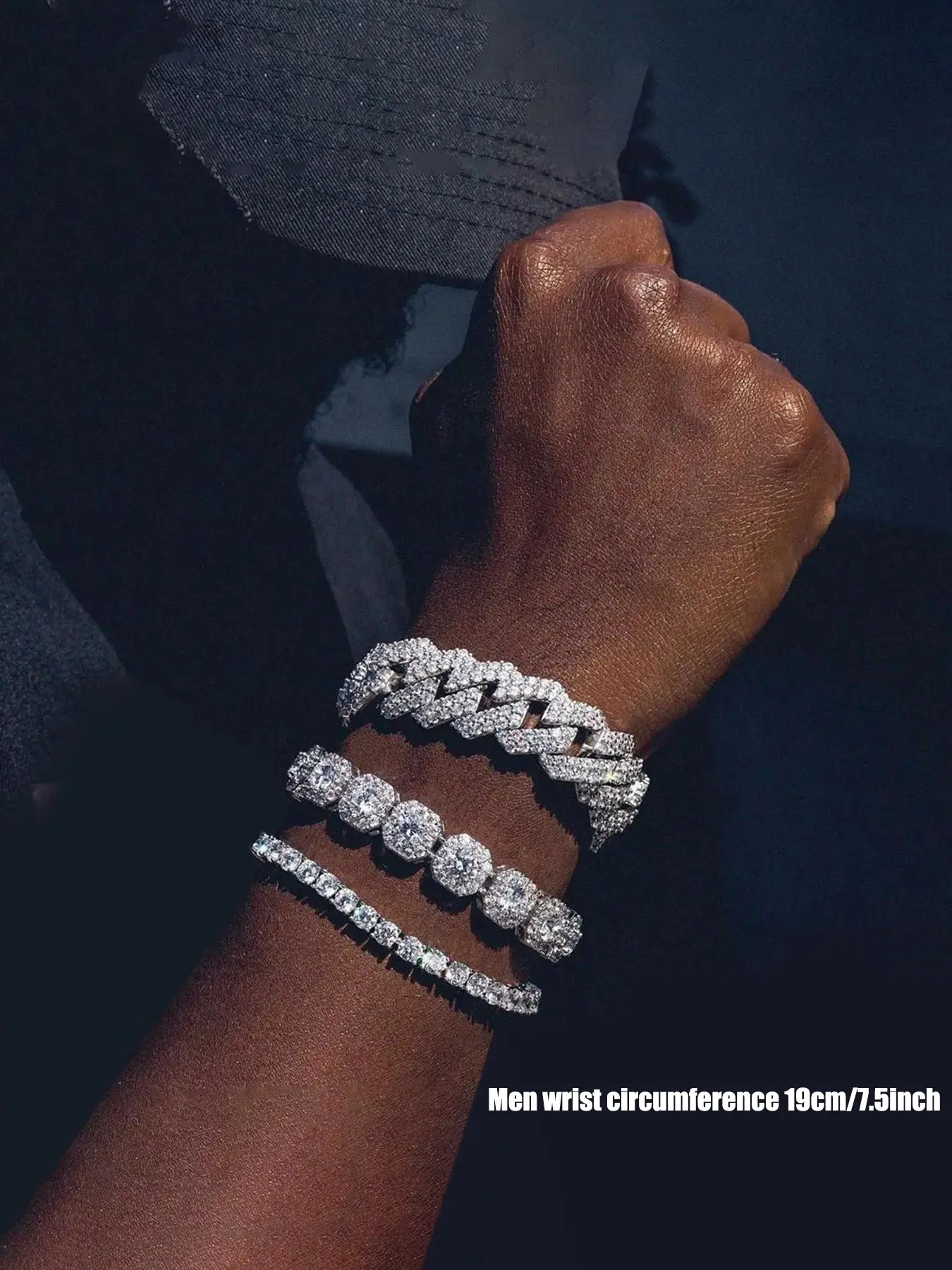 Hip Hop Luxury Rhinestone Decorated Cuban Link Bracelet, Hand Chain, Stackable Bracelets, Rhinestone Bangle for Women & Men, Fashion Accessories for Daily & Party Decoration, Birthday Gift, Fashion Bracelets, Stacked Design Bracelets