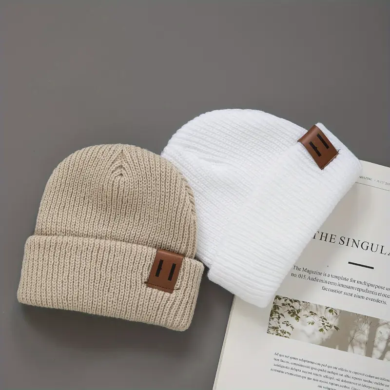 Unisex Baby Beanie, Solid Color Knitted Hat in Lightweight Acrylic Fabric with Elastic Fit, for Toddlers Ages 0-3 Years, 1-3 Piece Set, Knitted Fabric, Solid Colors, Unisex Wear, Plain