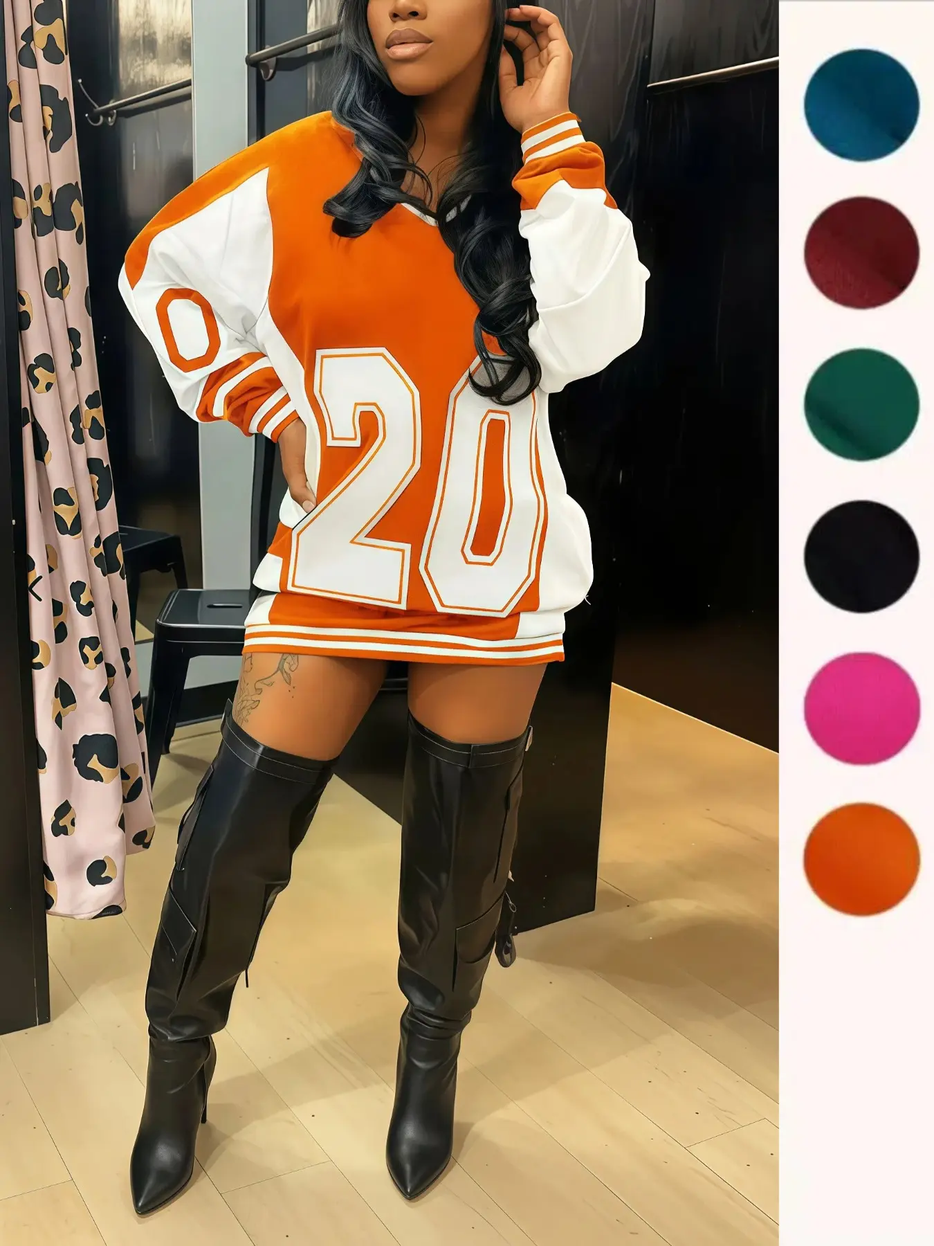 Women's Loose Fit V Neck Long Sleeve Pullover Knitwear, Casual Street Style Graphic Print Top, Spring & Fall Fashion, Casual Everyday Wear, Daily Outdoor Wear, Womenswear