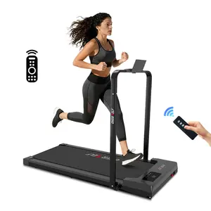 OVER SELF Home Portable Treadmill with Handlebars (300 lbs Load Capacity) Carpet Protection Foldable Walking Mat (Fitness Equipment) Remote Control Exercise Machine Carpet Protection