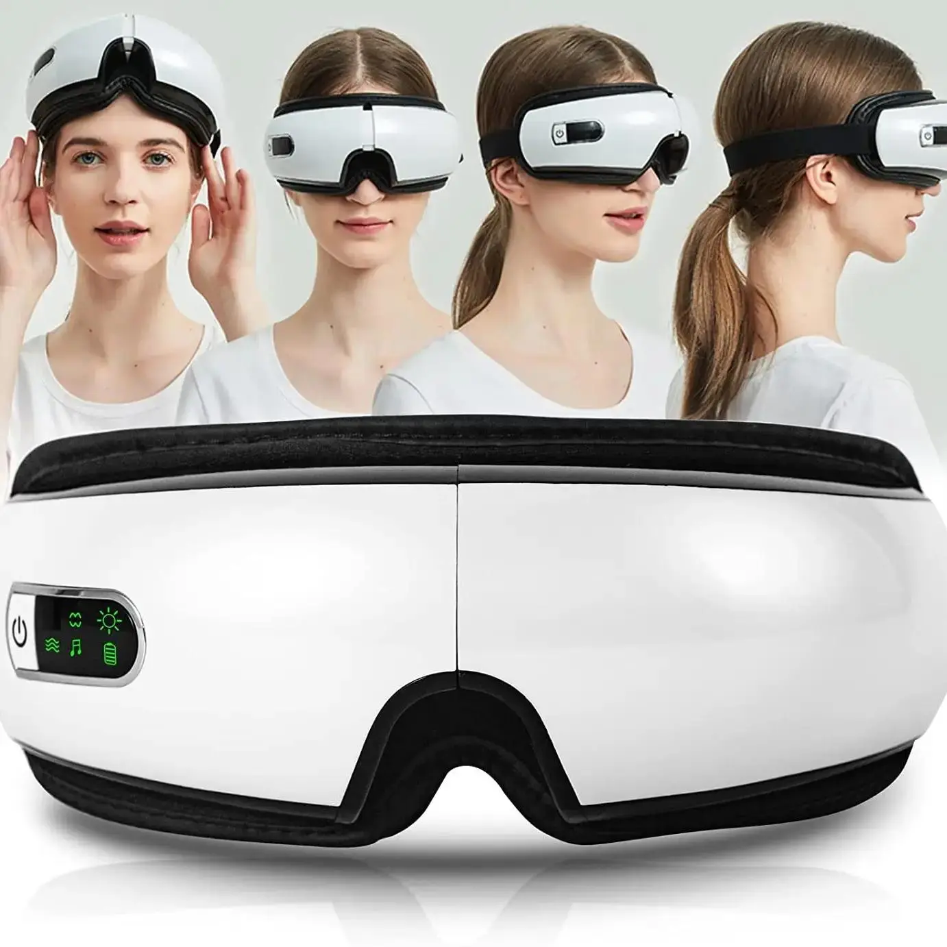 Heating Eye Massager, Smart Eye Massage Device, Portable, Air Compression, Vibration, Bluetooth-compatible Music, Foldable, Relieves Migraine, Fatigue, Dry Eyes, Sleep Aid, Gift for Men and Women
