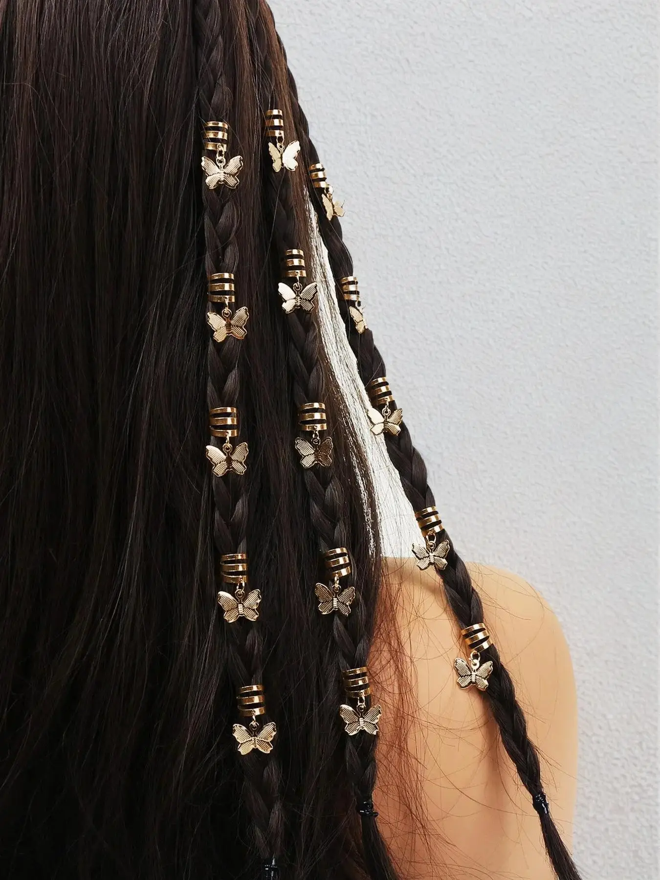 20pcs Butterfly Decor Alloy Plain Hair Ring, Mini Butterfly Design Metal Hair Clip, Fashion Hair Accessories for Girls & Women, Birthday Gifts