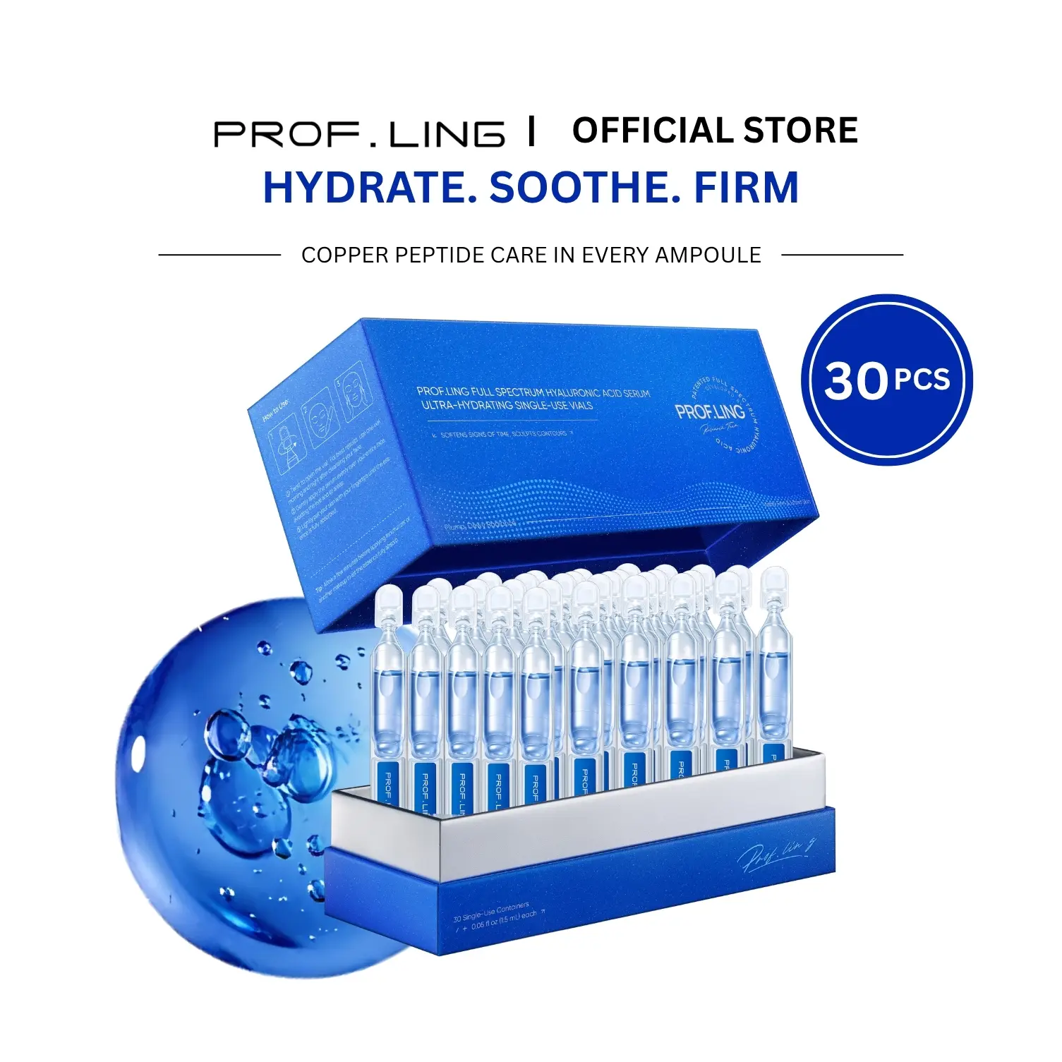 PROF.LING Copper Peptide Complex Advanced Firming Serum, Non-Toxic Moisturizing Anti-Wrinkle Damage Repair Liquid Skincare Essence, Skin Repair, Face Care