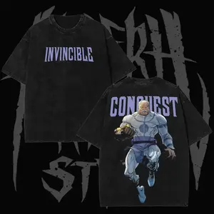 2000s Cosmic Villain Conquest Inspired Graphic T-Shirt – Invincible Viltrumite Empire Comic Tee, Vintage Washed Black Cotton Shirt, Unisex Streetwear Front & Back Print, Gift for Fan, Gift for Him