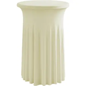 30 inches 32" Highboy Cocktail Round Stretch Spandex Table Cover Table Skirt High Top Tablecloth (30"-32" Dia x 43", Ivory)