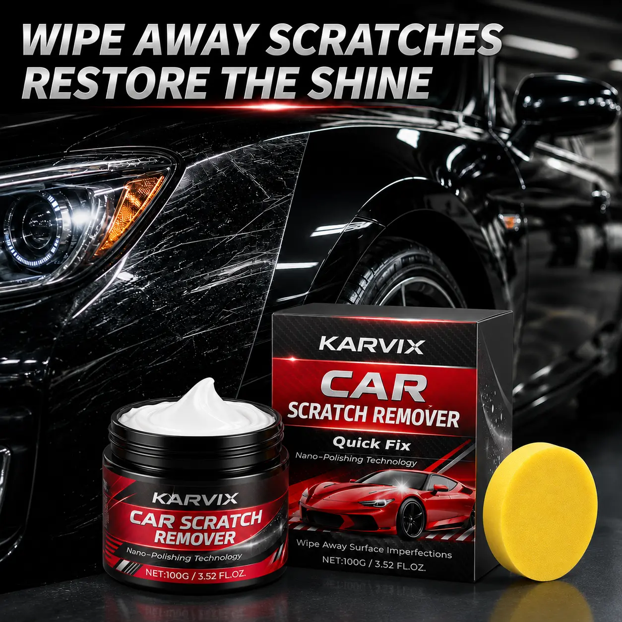 Scratch And Swirl Remover Kit Polishing Compound For Light Scratches Swirl Marks Paint Gloss Restore Easy Hand Application Detailing Tools