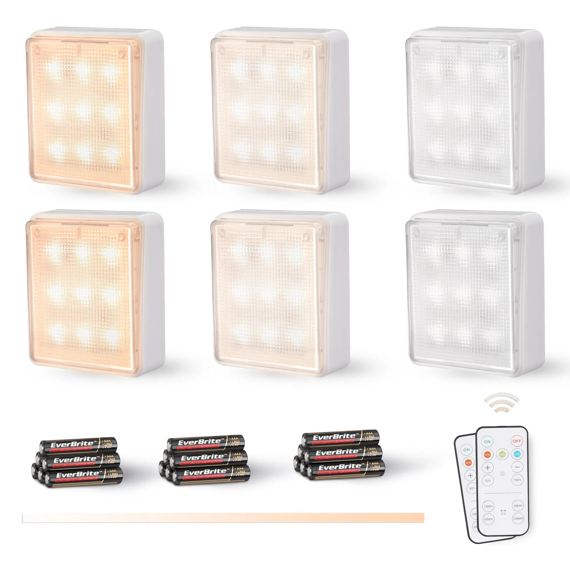#backtoschool EverBrite Closet Light, LED Tap Lights Push Lights with Remote Control, Battery Powered Stick On Lights for Kitchen, Cabinet, Under Counter, Bedroom (6PCS)