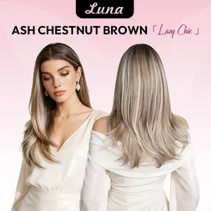 [New] VSIGN Ash Chestnut Brown Highlight Natural Black 13×6 HD Lace Frontal Straight Layered Free part Pre-Plucked Hairline Lightweight Wolf Cut Heat Resistant Synthetic wig [Luna]