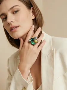 Baroque style diamond studded ring, suitable for daily commuting, vacation, and dating, and also a delightful and exquisite gift, Statement rings