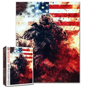 Tucocoo American Spirit 1000 Pieces Jigsaw Puzzle Bald Eagle Flag Cross Soldier Patriotic Challenge Relaxing Family Game Wall Decor Gift 27.5x20inch (70x50cm)
