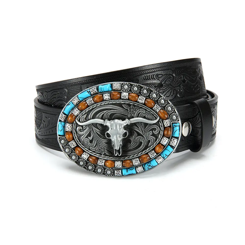 Premium Real Leather Cowboy Belt Inlaid With Turquoise, Distinctive Boho Western Design, Perfect Surprise Gift For Style Lovers