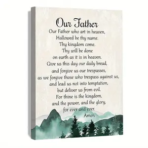 1pc Framed Canvas PHAMTE Our Father Prayer Wall Decor, Christian The Lords Prayer Wall Art Decor, Inspirational Quotes Bible Verse Scripture Print Framed Canvas Painting Christian Prayer Room Office Church Decor 12*16inch/30*40cm