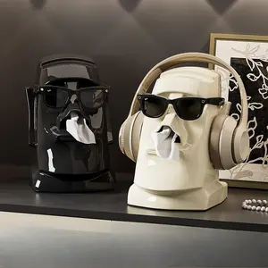Creative Mask Holder & Headphone Stand, Multipurpose Tissue Box, Desktop Tissue Holder, Home Organizer for Living Room Bedroom