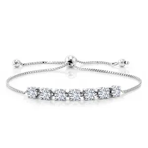 Gem Stone King Gemstone Birthstone Tennis Bracelet For Women | 925 Sterling Silver | Round Cut 4.5MM | Adjustable Bolo Bracelet For Women | Easy-On Easy-Off