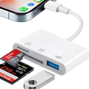SD Card Reader for , SD &  SD Memory Card Reader for iPad, Digital Camera Card Adapter with Dual Slots & USB Port, Trail  Camera SD Card Viewer, Plug and Play