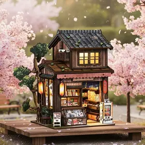 Adult DIY Mini Dollhouse Bookshelf Set, 3D Wooden Puzzle Toy, Home Gift for Women & Teens, Birthday Christmas Handmade Present