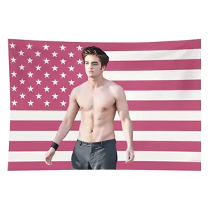 Funny Pink Edward Cullen American Flag Tapestry Banner - 3x5 ft Wall Hanging Poster, Home Decor, Decoration, Bedroom Dorm Holiday Gift summerwins