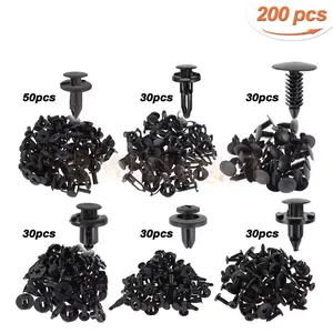 200 Pcs Push Bumper Fastener Rivet Clips with 6 Size Auto Body Retainer Clips