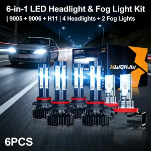 6pcs Professional Grade LED Headlight Fog Light Combo, 6000-6500K Super Bright White Light, Universal Fit for Cars SUV Trucks, Easy Install