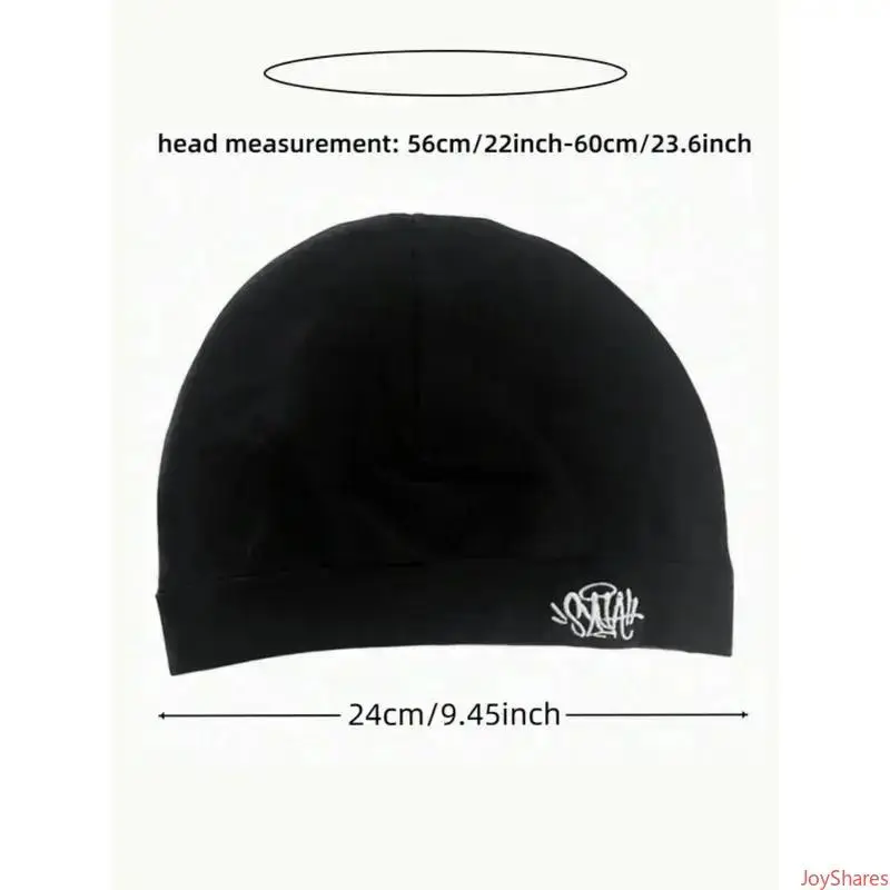 Street Style Embroidered Beanie, Unisex Cotton Knit Fitted Adjustable Hat with a Breathable Elastic Design for Daily Wear, Beanie Fitted, Fashion Beanie