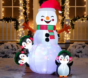 Joiedomi 6 ft Snowman w/ Penguins Inflatable Decoration