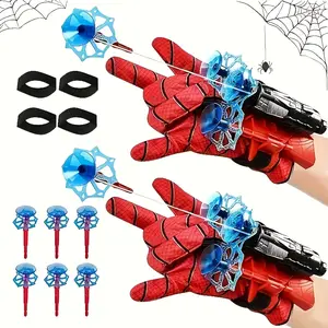 Spider Web Launcher Toy Set Hero Launcher Wristband Toy with RPG Rocket Gloves for Kids Birthday Party Halloween Christmas Decorations