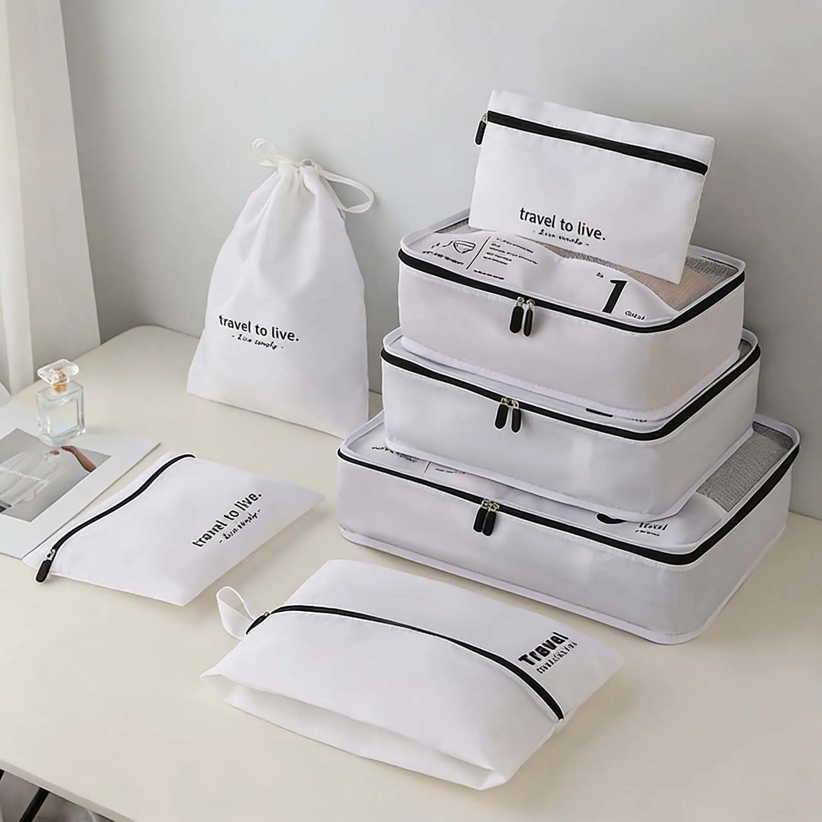 Packing Cubes for Suitcases, 7 Set Packing Cubes for Travel Women, Travel Luggage Packing Organizers, Travel Essentials Luggage Organizer Bags, for Suitcases Durable Travel Essentials Bags Set