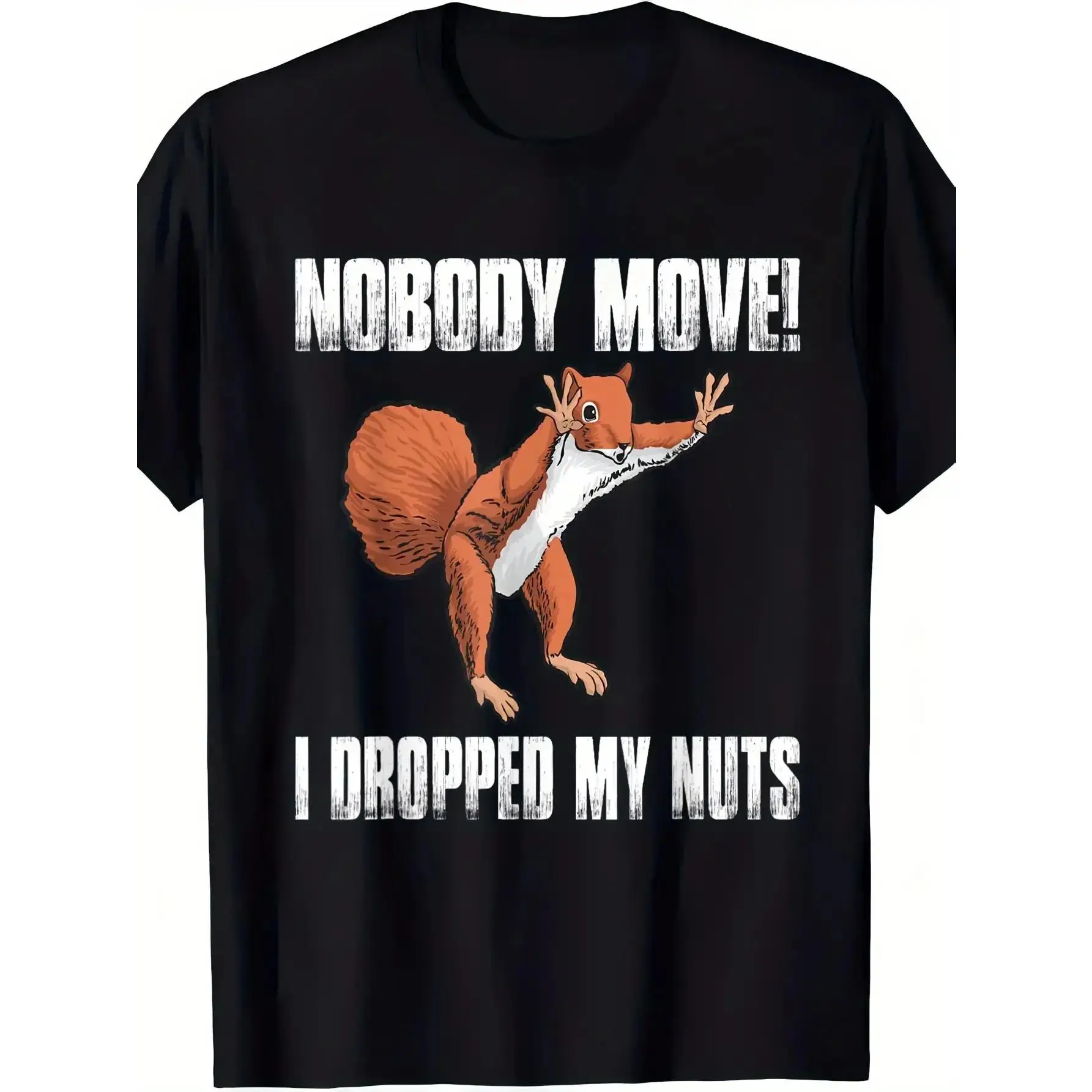Men's Funny Squirrel Graphic 100% Soft Pure Cotton Round Neck Shortsleeve Apparel, Relaxed Fit Menswear Casual Summer Sports Top with Playful Animal Humor, Casual Wear, Funny Shirts, Digital Printed, Unisex