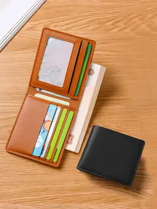 Ultra-Thin Men's Wallet, Minimalist Bifold Wallet, Durable Fashion Wallet, Fashion PU Leather, Simple Style Credit Card Holder, Unisex Money Clip, Travel Document Organizer