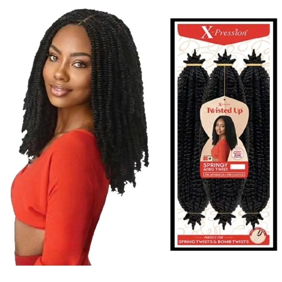X-Pression Springy Afro Twist 16 Inch - Twisted Up Synthetic Hair Extensions for Spring Twists & Bomb Twists
