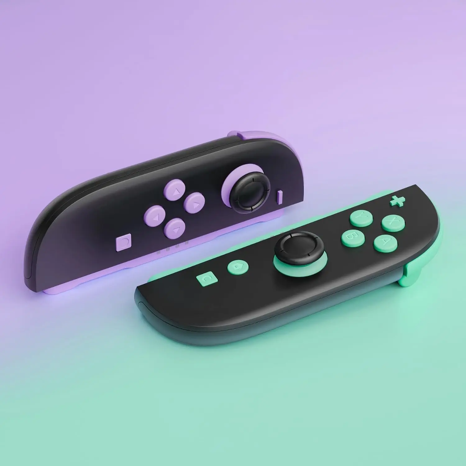 eXtremeRate DIY Replacement Full Set Buttons for Joycon 2, Custom ABXY Direction Keys Dpad + - C Home Capture Release L R ZR ZL Trigger Buttons for Nintendo Switch 2 Controller - Purple & Green