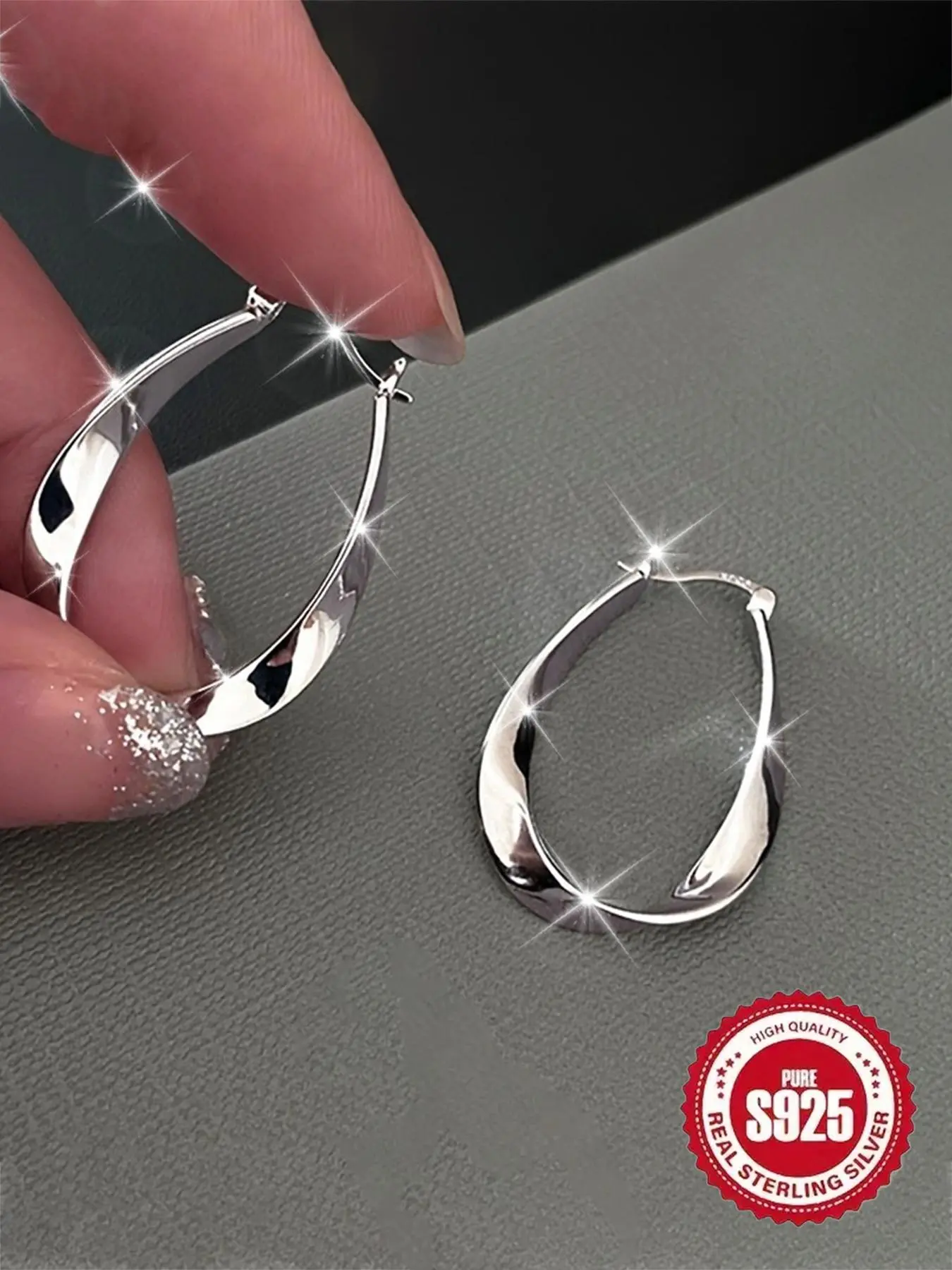 925 Sterling Silver Dangle Hoop Earrings, Fashionable Twisted Design Earrings for Women & Girls, Trendy All-match & Exquisite Jewelry for Birthday Gift, High Quality Earrings