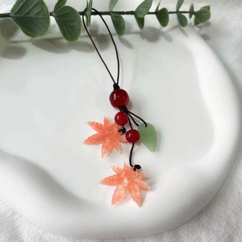 Anime Game  Cosplay Maple Leaf Pendant Phone Chain Jewelry Backpack and Purse Pendant Key Chain