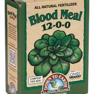 Down To Earth Blood Meal 12-0-0 Fertilizer- Organic Nitrogen for Vegetative Growth- 0.5lb