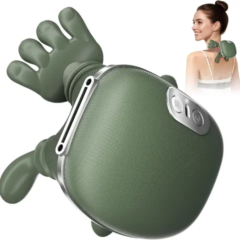 2026 Upgraded Cordless Battery-Powered Handheld Muscle Massager, 3D Bionic Hand Kneading Neck Shoulder Relaxer, Adjustable Relaxing Strap, Rechargeable Lightweight Back and Neck Care Device for Adults, Home/Office Gift Electric Deep Tissue Massage Tool