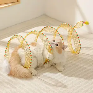 Lovely Caves Foldable Spiral Mesh Cat Tunnel Toy