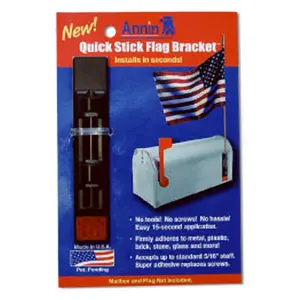 212 MAIN Annin Flagmakers 1943 Quick Stick Outdoor Flag Bracket, For .31 in. Staff Hand Flag, Super Adhesive