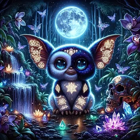 Cartoon Moonlight Elf Pattern DIY Diamond Arts Colorful Painting Kit without Frame, DIY 5D Diamond Arts Colorful Painting Kit, Wall Art Decor for Home, Diamond Painting Kits, Handmade DIY Craft