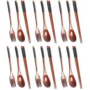 18PCS Handmade Wooden Tableware Set - Eco-Friendly Reusable Cutlery (Spoons, Forks, Chopsticks) for Daily Kitchen Use, Lunch Box & Gifting