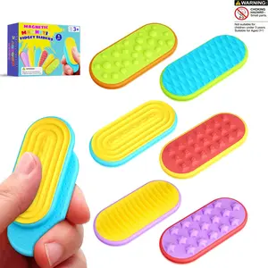 6 Counts Sensory Fidget Magnet Toys for Kids, Silicone Magnetic Sliders, Stress Fidgets for Autism, Anxiety Relief, Small Fidget Toys for Adults